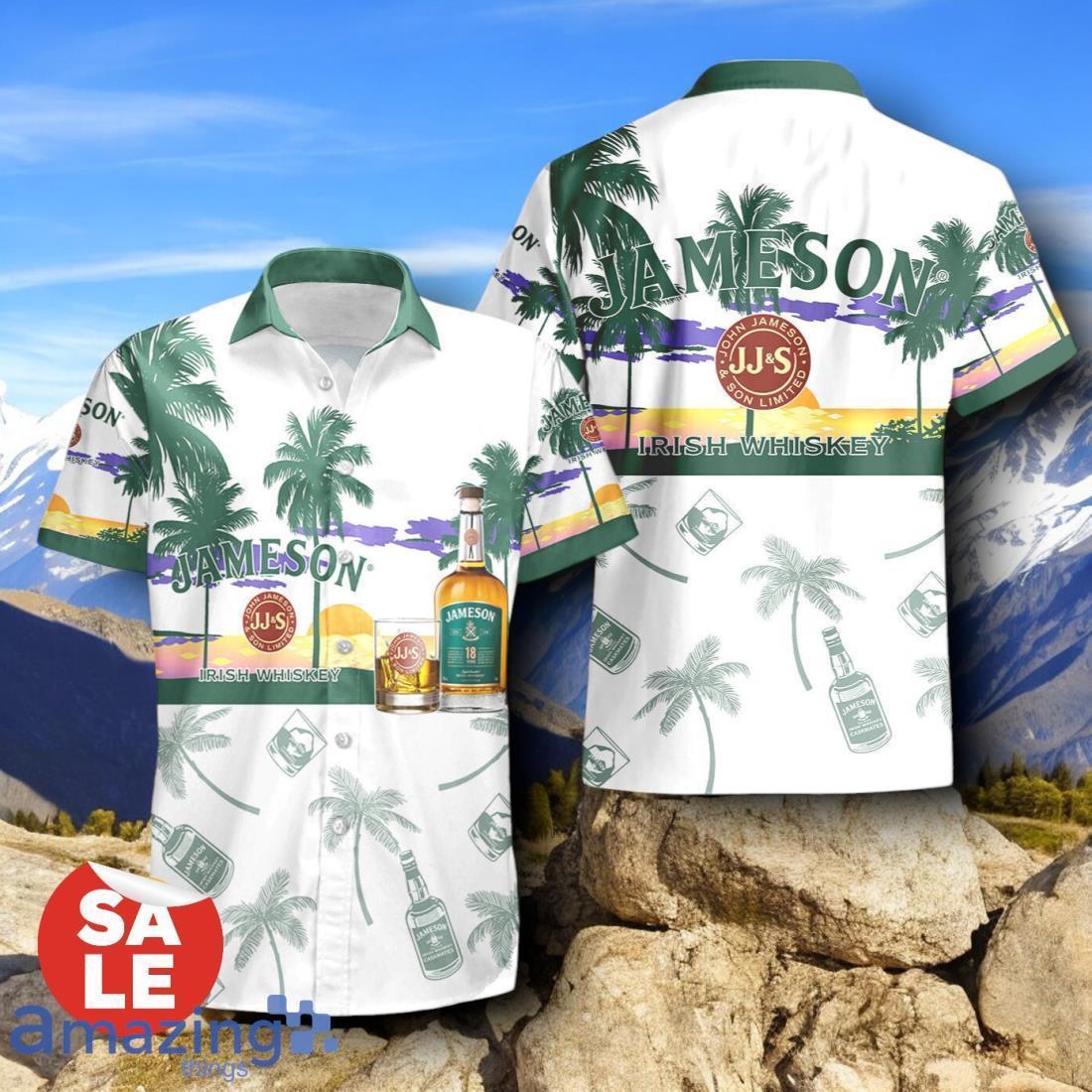 Tropical Beach Palm Tree Jameson Irish Whiskey Hawaiian Shirt & Short image Tropical Beach Palm Tree Jameson Irish Whiskey Hawaiian Shirt & Short Product Photo 2