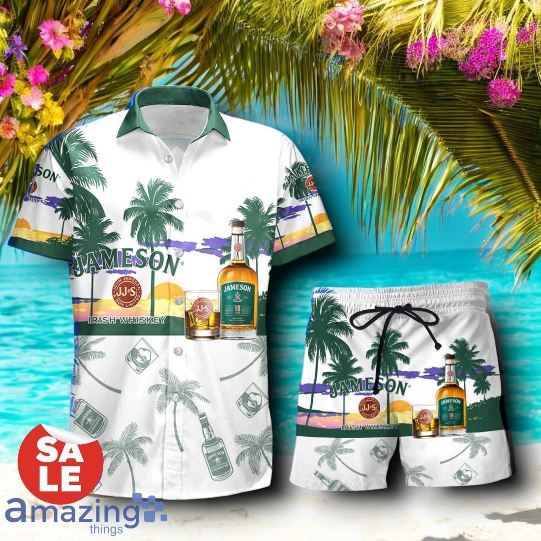 Tropical Beach Palm Tree Jameson Irish Whiskey Hawaiian Shirt & Short image Tropical Beach Palm Tree Jameson Irish Whiskey Hawaiian Shirt & Short Product Photo 1