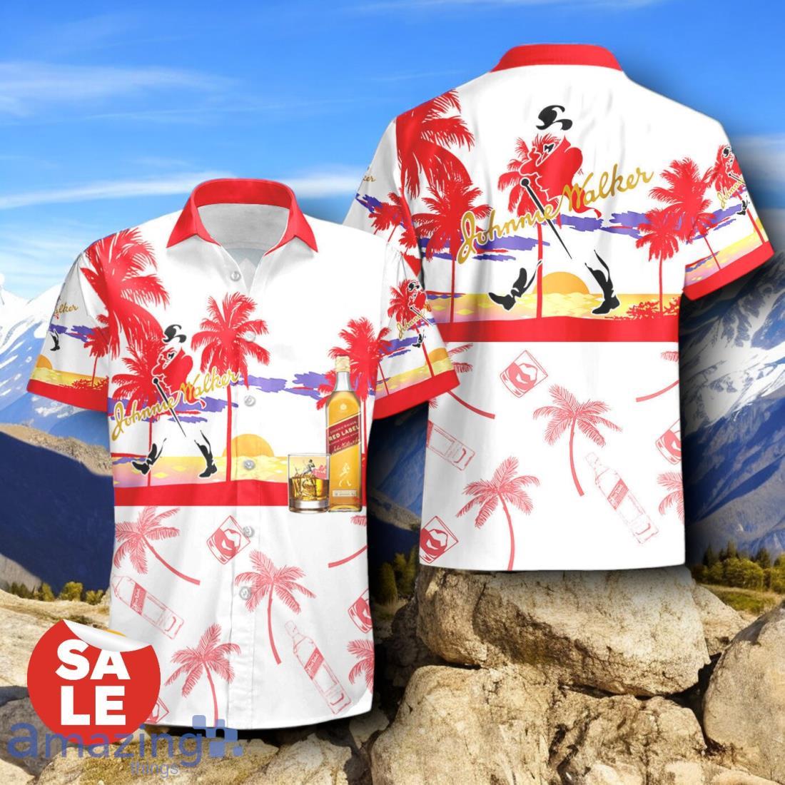 Tropical Beach Palm Tree Johnnie Walker Hawaiian Shirt & Short image Tropical Beach Palm Tree Johnnie Walker Hawaiian Shirt & Short Product Photo 2