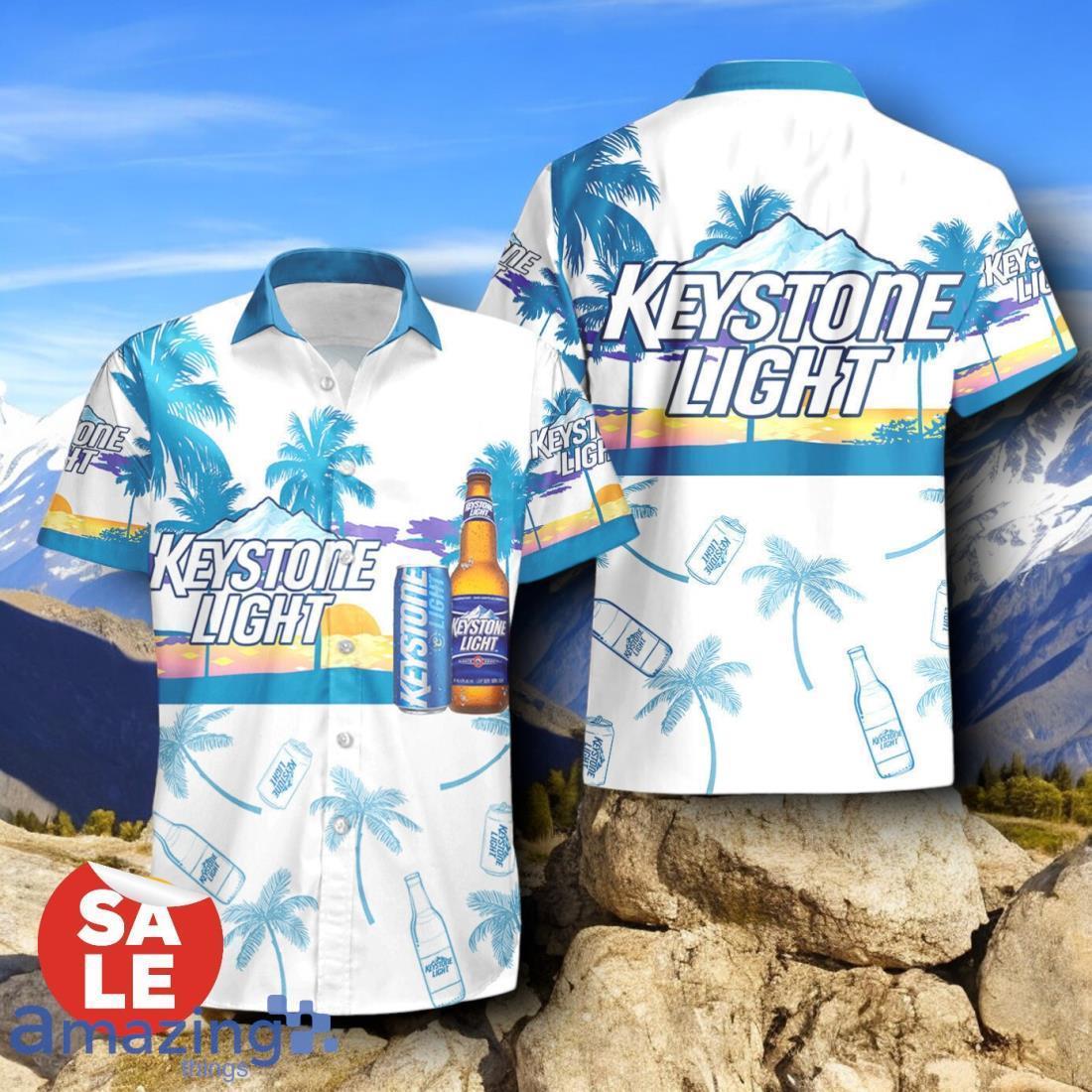 Tropical Beach Palm Tree Keystone Light Hawaiian Shirt & Short image Tropical Beach Palm Tree Keystone Light Hawaiian Shirt & Short Product Photo 2