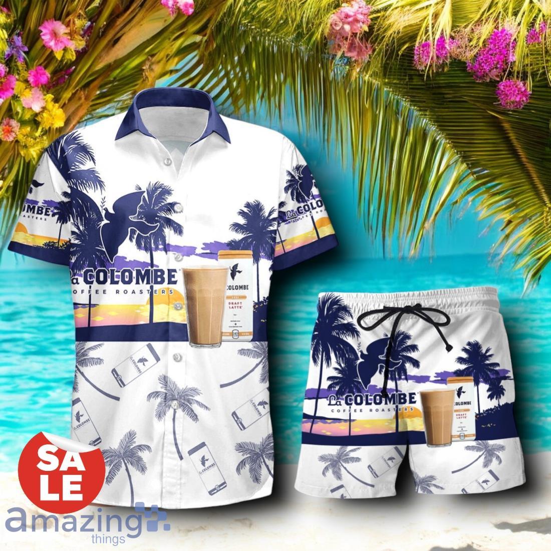 Tropical Beach Palm Tree La Colombe Reserve Hawaiian Shirt & Short image Tropical Beach Palm Tree La Colombe Reserve Hawaiian Shirt & Short Product Photo 1