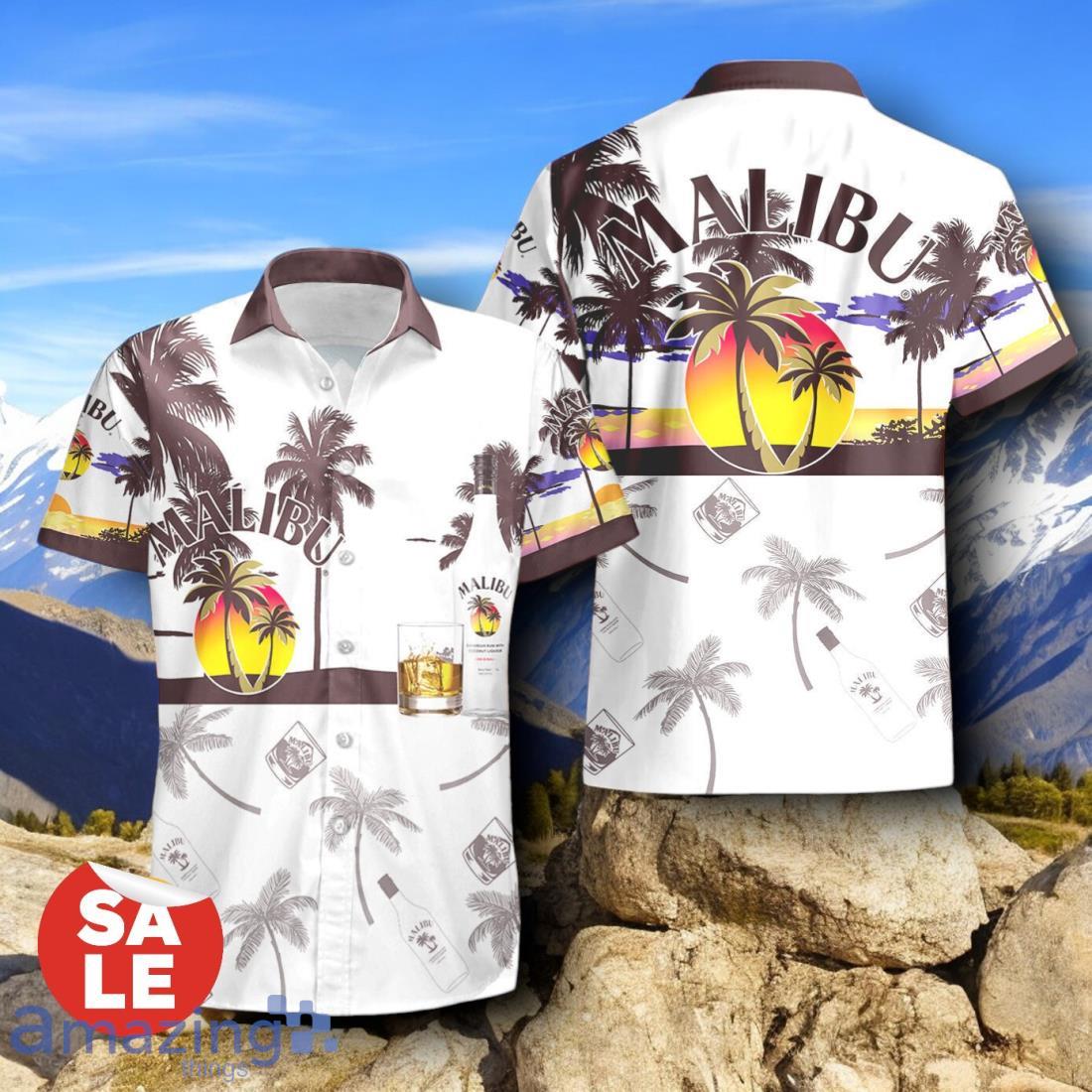 Tropical Beach Palm Tree Malibu Rum Hawaiian Shirt & Short image Tropical Beach Palm Tree Malibu Rum Hawaiian Shirt & Short Product Photo 2