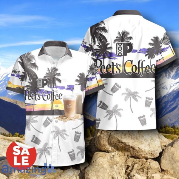 Tropical Beach Palm Tree Peet's Coffee Hawaiian Shirt & Short Product Photo 2
