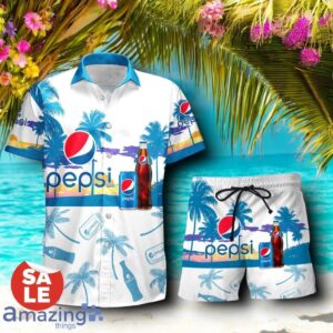 Tropical Beach Palm Tree Pepsi Hawaiian Shirt & Short Product Photo 1