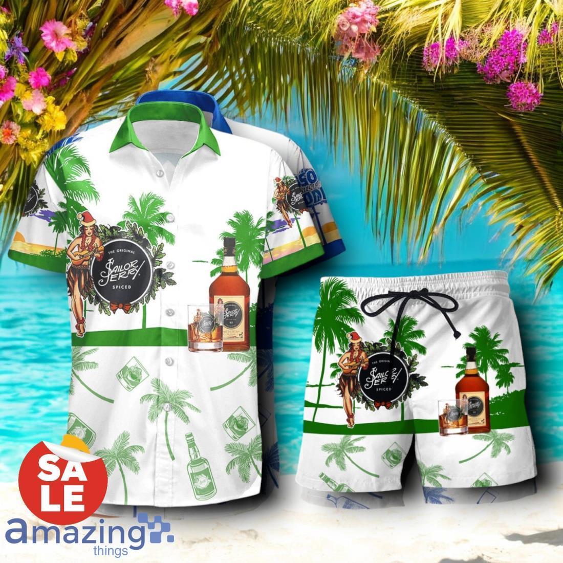 Tropical Beach Palm Tree Sailor Jerry Hawaiian Shirt & Short image Tropical Beach Palm Tree Sailor Jerry Hawaiian Shirt & Short Product Photo 1