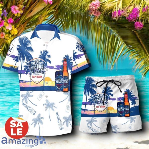 Tropical Beach Palm Tree Samuel Adams Hawaiian Shirt & Short Product Photo 1
