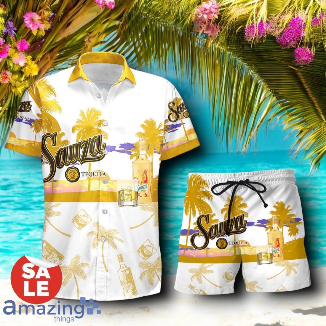 Tropical Beach Palm Tree Sauza Tequila Hawaiian Shirt & Short image Tropical Beach Palm Tree Sauza Tequila Hawaiian Shirt & Short Product Photo 1