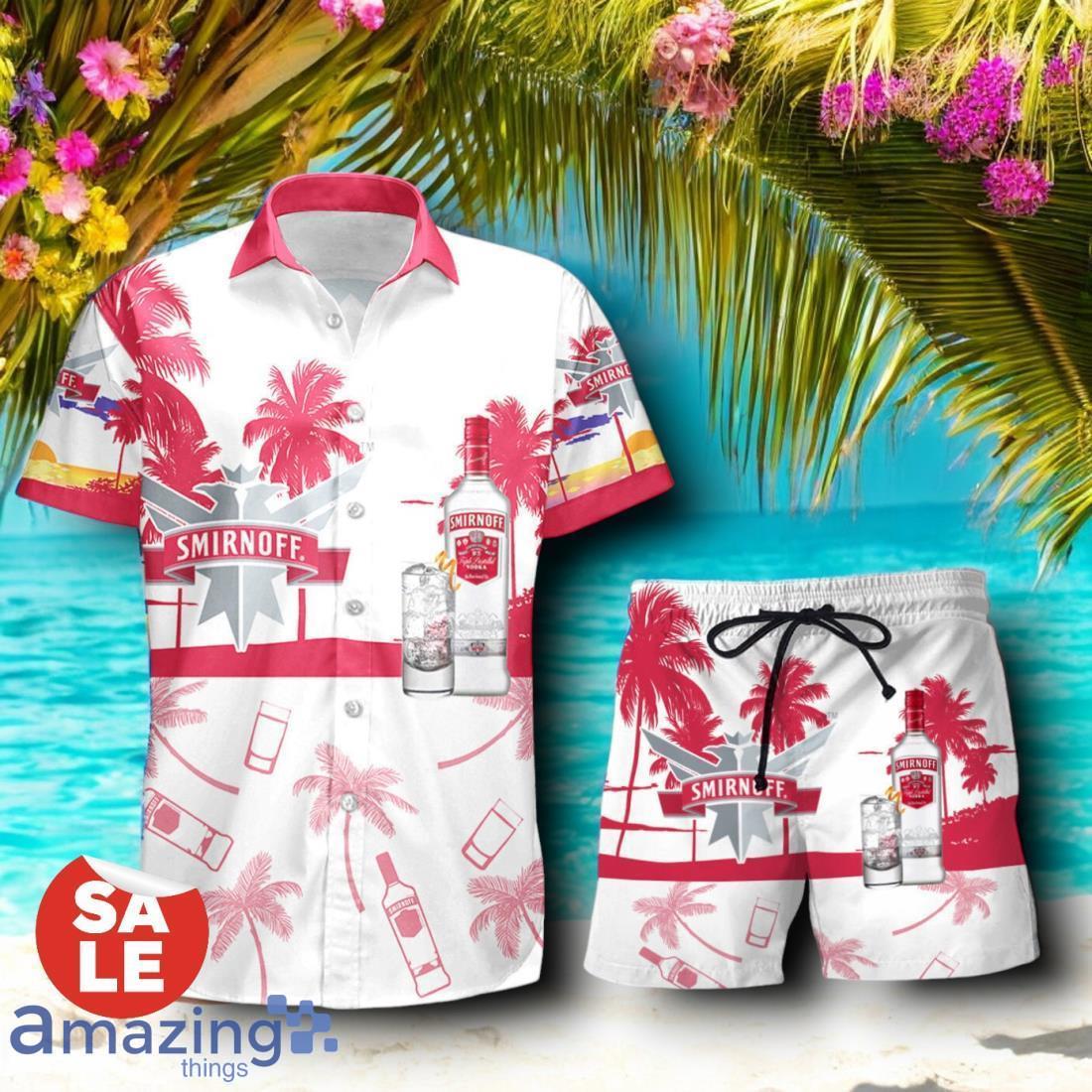 Tropical Beach Palm Tree Smirnoff Vodka Hawaiian Shirt & Short image Tropical Beach Palm Tree Smirnoff Vodka Hawaiian Shirt & Short Product Photo 1