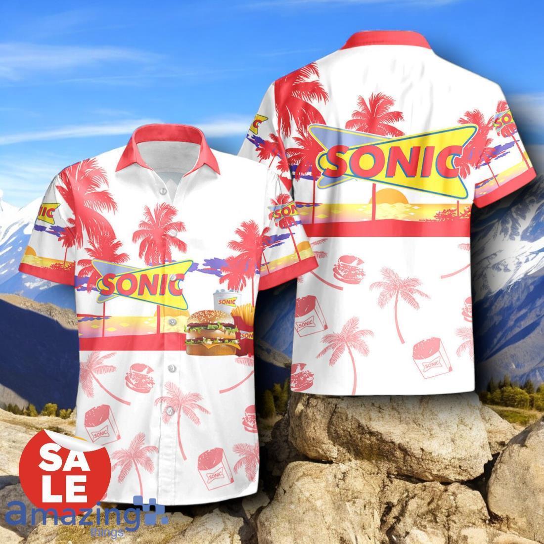 Tropical Beach Palm Tree Sonic Drive In Hawaiian Shirt & Short image Tropical Beach Palm Tree Sonic Drive-In Hawaiian Shirt & Short Product Photo 2