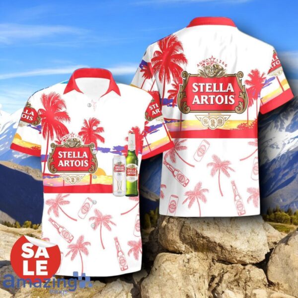 Tropical Beach Palm Tree Stella Artois Hawaiian Shirt & Short Product Photo 2