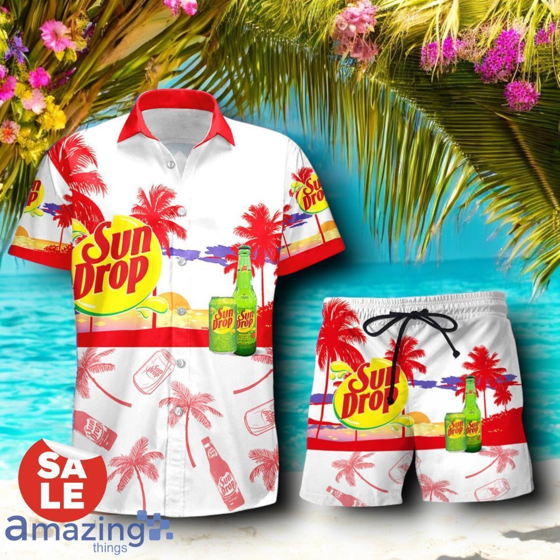 Tropical Beach Palm Tree Sun Drop Hawaiian Shirt & Short image Tropical Beach Palm Tree Sun Drop Hawaiian Shirt & Short Product Photo 1