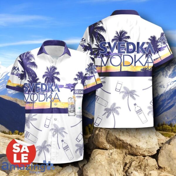 Tropical Beach Palm Tree Svedka Vodka Hawaiian Shirt & Short Product Photo 2
