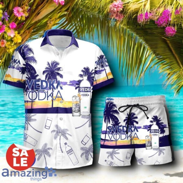Tropical Beach Palm Tree Svedka Vodka Hawaiian Shirt & Short Product Photo 1