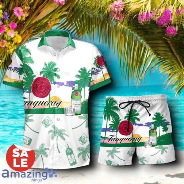 Tropical Beach Palm Tree Tanqueray Hawaiian Shirt & Short Product Photo 1