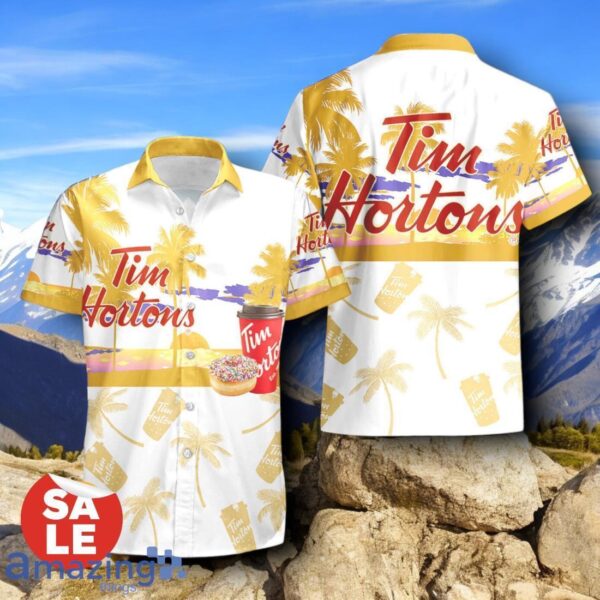 Tropical Beach Palm Tree Tim Hortons Hawaiian Shirt & Short Product Photo 2