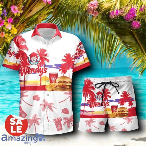 Tropical Beach Palm Tree Wendy's Hawaiian Shirt & Short Product Photo 1