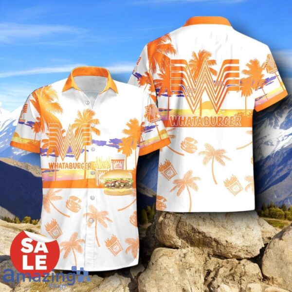 Tropical Beach Palm Tree Whataburger Hawaiian Shirt & Short Product Photo 2