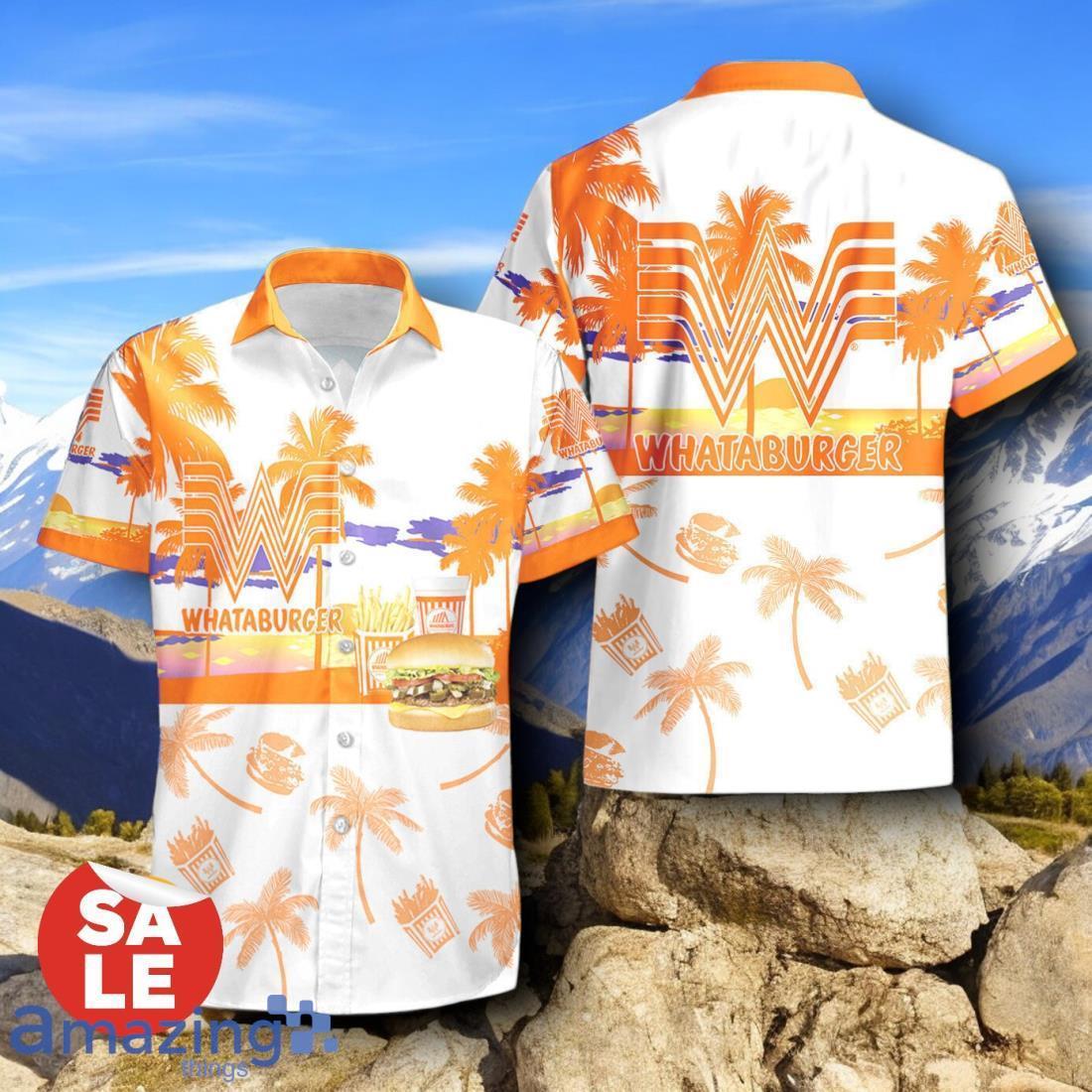 Tropical Beach Palm Tree Whataburger Hawaiian Shirt & Short image Tropical Beach Palm Tree Whataburger Hawaiian Shirt & Short Product Photo 2