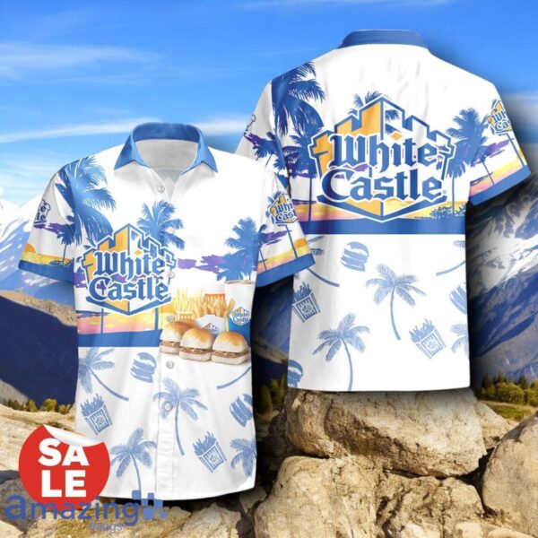 Tropical Beach Palm Tree White Castle Hawaiian Shirt & Short Product Photo 2