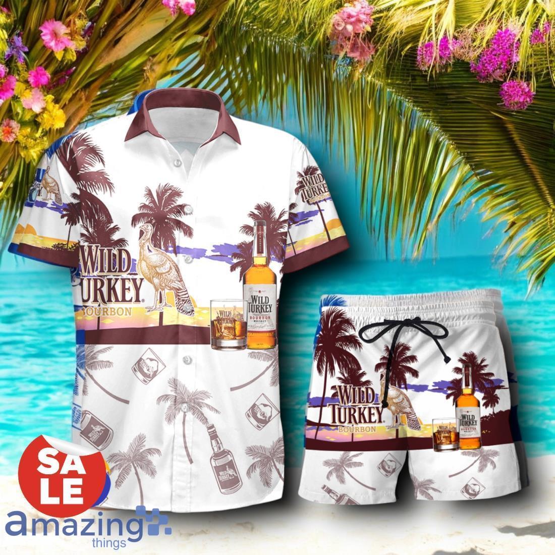Tropical Beach Palm Tree Wild Turkey Bourbon WhiskeyHawaiian Shirt & Short image Tropical Beach Palm Tree Wild Turkey Bourbon WhiskeyHawaiian Shirt & Short Product Photo 1