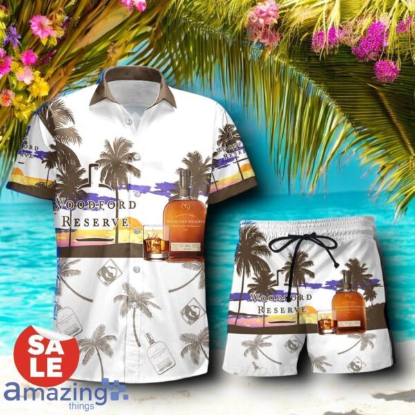 Tropical Beach Palm Tree Woodford Reserve Hawaiian Shirt & Short Product Photo 1