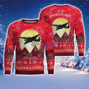 U-2 Dragon Lady U2 Aircraft Moonlight Red Color Ugly Christmas Sweater Christmas Gift Product Photo 1