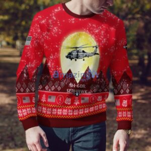 MH-60R Seahawk MH60R Aircraft Moonlight Red Color Ugly Christmas Sweater Christmas Gift Product Photo 4