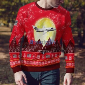 T-1 Jayhawk T1 USAF Aircraft Moonlight Red Color Ugly Christmas Sweater Christmas Gift Product Photo 3