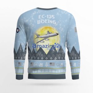 Boeing EC 135 EC135 Light Blue Aircraft Moonlight 3D Ugly Christmas Sweater Christmas Gift image Boeing EC-135 EC135 Light Blue Aircraft Moonlight 3D Ugly Christmas Sweater Christmas Gift Product Photo 3