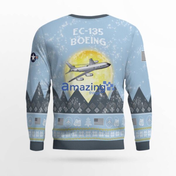 Boeing EC-135 EC135 Light Blue Aircraft Moonlight 3D Ugly Christmas Sweater Christmas Gift Product Photo 3