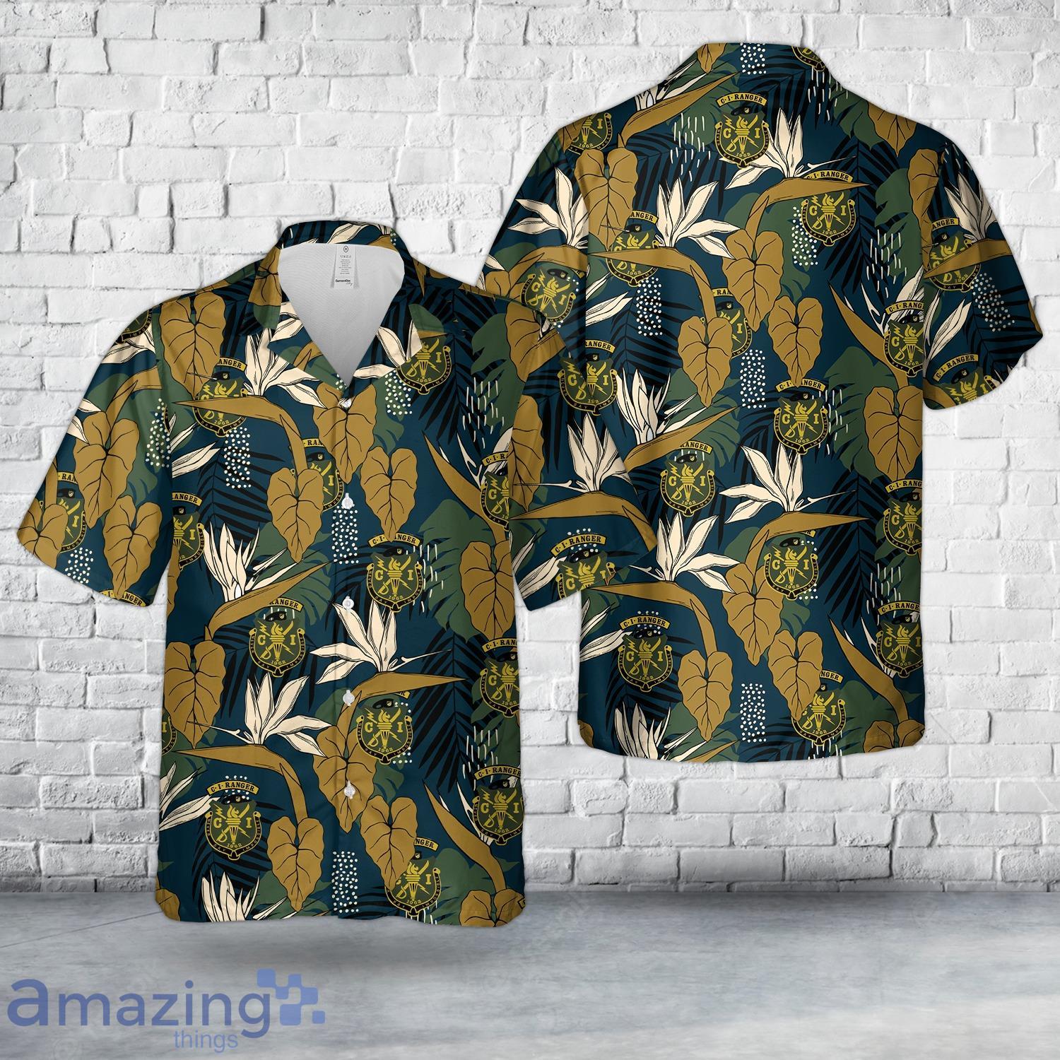US Army CI Ranger Crest With Crest And Tab Hawaiian Shirt image US Army CI Ranger Crest With Crest And Tab Hawaiian Shirt Product Photo 1