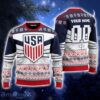 Usa Football Cup Champion Personalized Name Ugly Christmas Sweaters For Men And Women