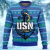 Veteran Us Navy Anchor Veteran Christmas Pattern Blue Christmas Ugly Sweater 3D Gift For Men And Women