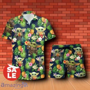 Wendy's Baby Yoda Tropical Flowery Hawaiian Shirt & Short Product Photo 1