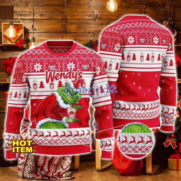 Wendy_s Grinch Hug Logo Ugly Christmas Sweater Christmas Gift For Men And Women Product Photo 1