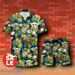Whataburger Baby Yoda Tropical Flowery Hawaiian Shirt & Short Product Photo 1
