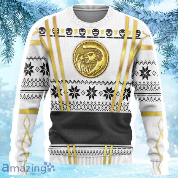 White Ninja Mighty Morphin Power Rangers Custom Ugly Sweater Product Photo 1