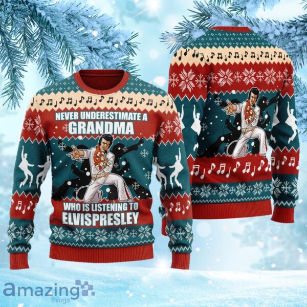 Who Is Listening To Elvis Presley Christmas Ugly Sweater 3D Gift Idea Christmas Product Photo 1