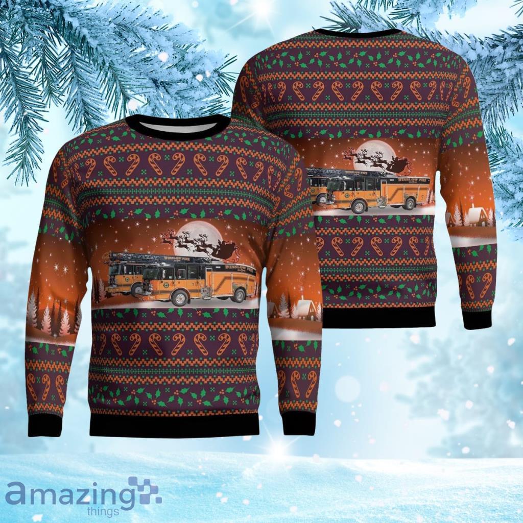 Winslow, Maine, Winslow Fire Department Christmas Ugly Sweater 3D Gift For Men And Women image Winslow, Maine, Winslow Fire Department Christmas Ugly Sweater 3D Gift For Men And Women Product Photo 1