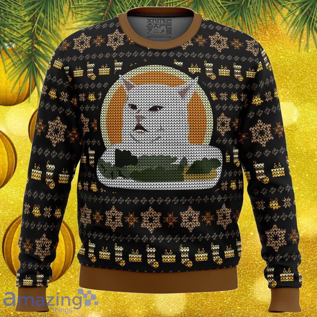Woman Yelling At Cat Meme V2 Ugly Christmas Sweater Gift For Men And Women image Woman Yelling At Cat Meme V2 Ugly Christmas Sweater Gift For Men And Women Product Photo 1