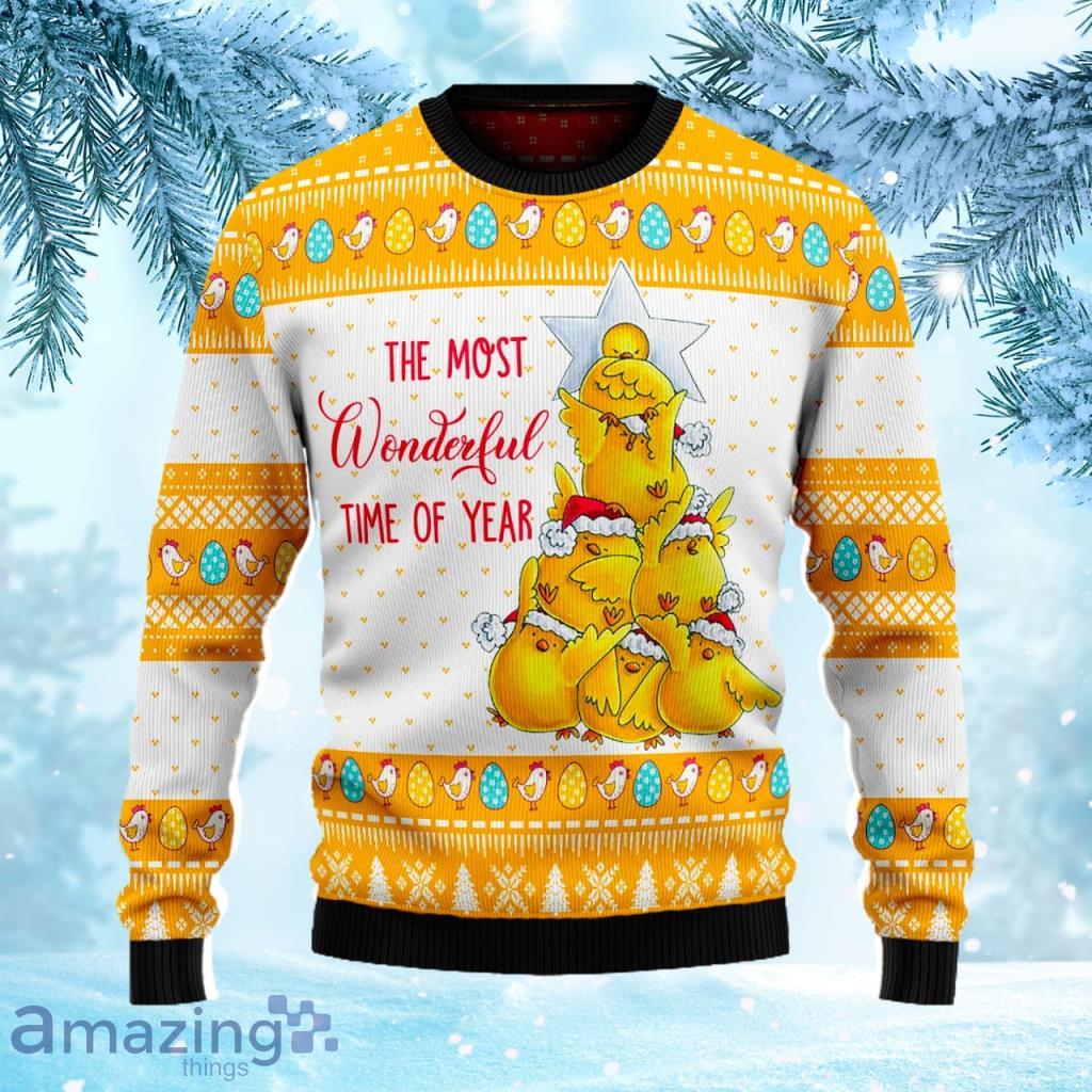 Wonderful Time Chicken Ugly Christmas Sweater Gift Knitting Sweater image Wonderful Time Chicken Ugly Christmas Sweater Gift Knitting Sweater Product Photo 1