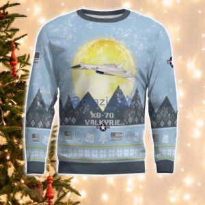 XB-70 Valkyrie XB70 Light Blue Aircraft Moonlight 3D Ugly Christmas Sweater Christmas Gift Product Photo 2