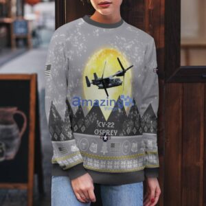 CV-22 Osprey CV22 Aircraft Moonlight And Mountain Pattern Ugly Christmas Sweater Aircraft Lovers Christmas Gift Product Photo 5
