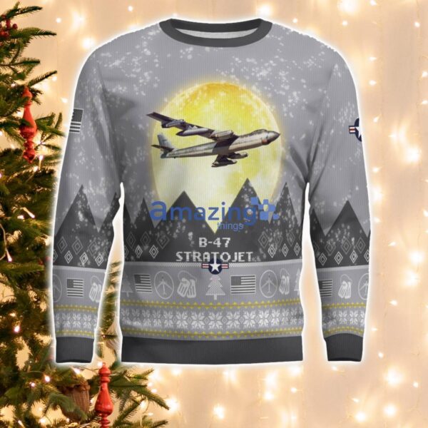 B-47 Stratojet B47 Aircraft Moonlight And Mountain Pattern Ugly Christmas Sweater Aircraft Lovers Christmas Gift Product Photo 2