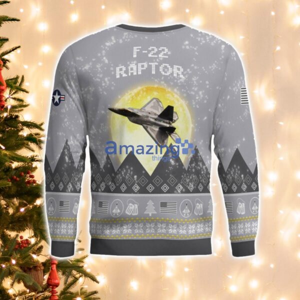 F-22 Raptor F22 Aircraft Moonlight And Mountain Pattern Ugly Christmas Sweater Aircraft Lovers Christmas Gift Product Photo 2