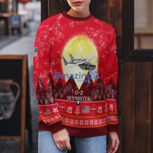 Cessna O-2 Skymaster O2 Aircraft Moonlight Red Color Ugly Christmas Sweater Christmas Gift Product Photo 5