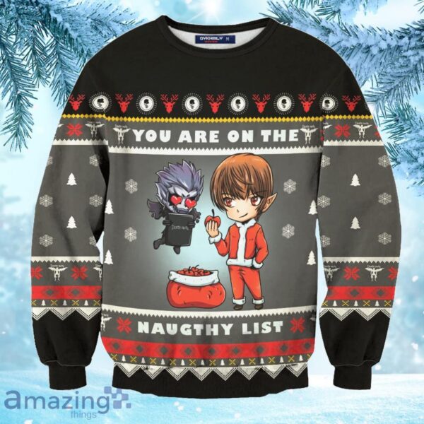 Yagami Naughty List Unisex Wool Sweater Ugly Christmas Sweater 3D Product Photo 1
