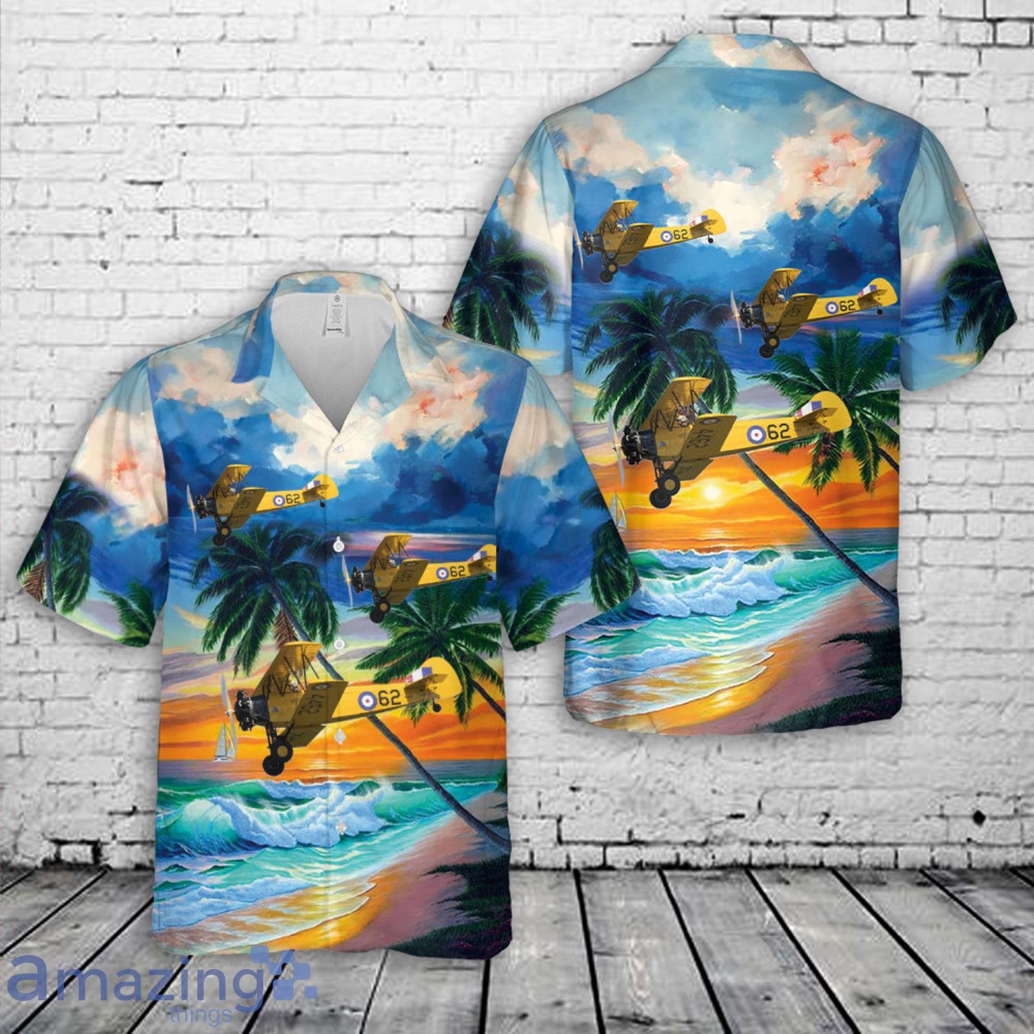 Yellow SOPWITH CAMEL Bi plane Hawaiian Shirt image Yellow SOPWITH CAMEL Bi-plane Hawaiian Shirt Product Photo 1