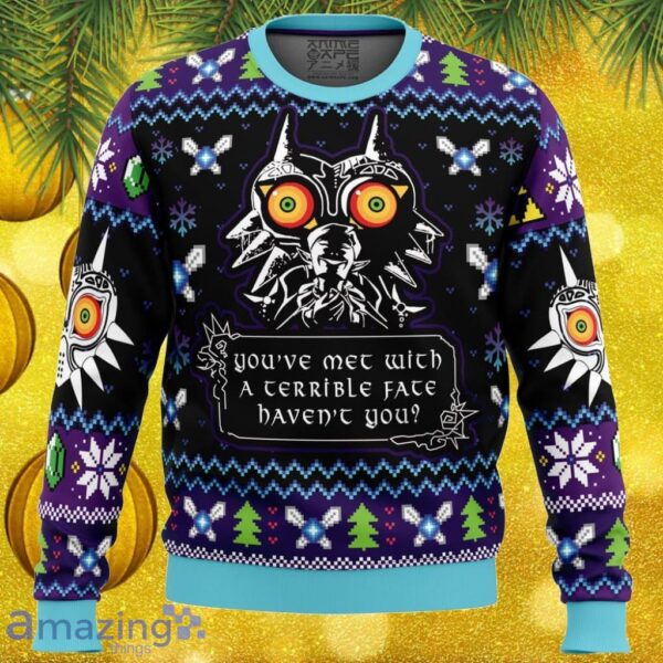 You Met With A Terrible Fate Majoras Mask The Legend Of Zelda Ugly Christmas Sweater Gift For Men And Women Product Photo 1