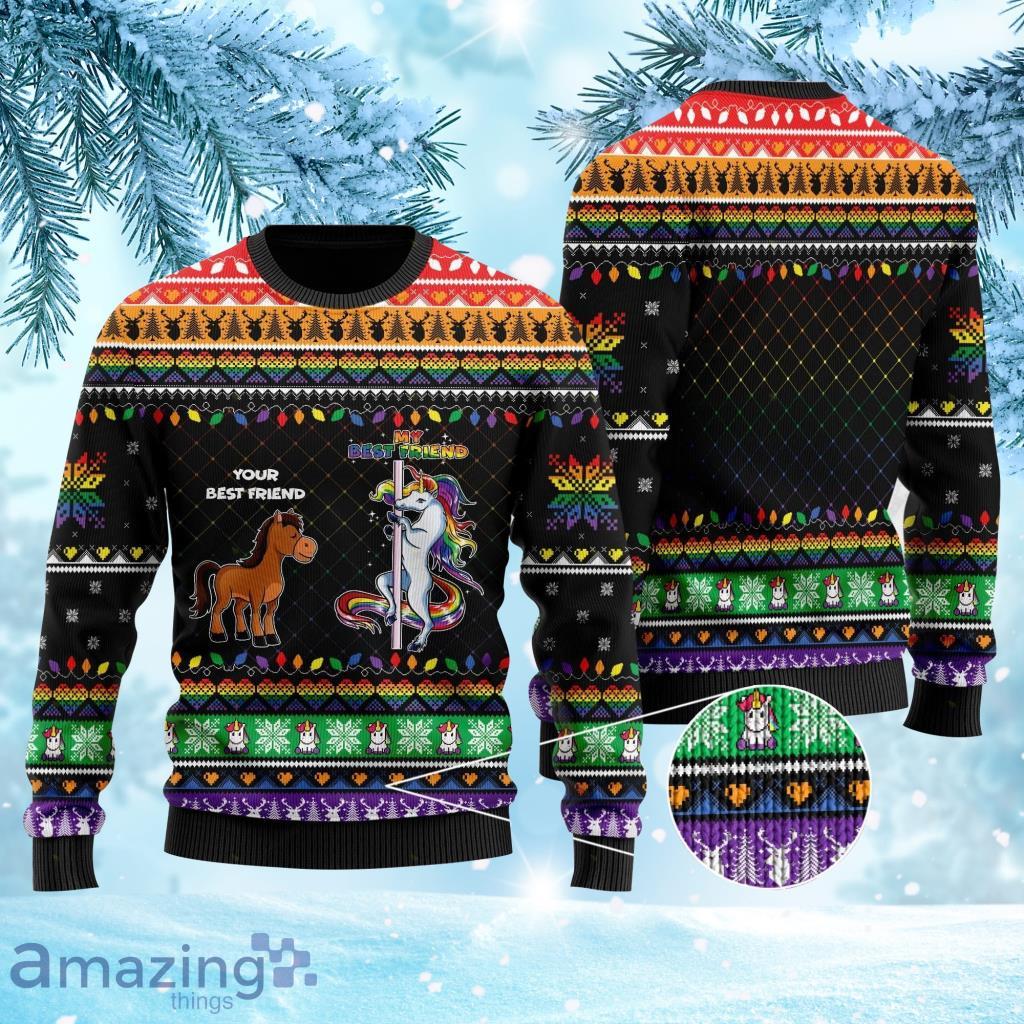 Your Best Friend My Best Friend Horse And Unicorn Christmas Ugly Sweater 3D For Lgbt Community On Christmas Days image Your Best Friend My Best Friend Horse And Unicorn Christmas Ugly Sweater 3D For Lgbt Community On Christmas Days Product Photo 1